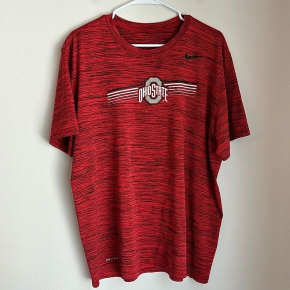 Nike Dry Fit Men’s Ohio State University short sleeve red black t-shirt XL EUC! - Picture 1 of 6